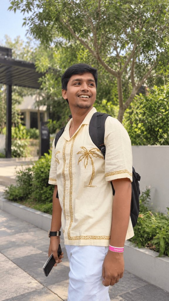 Shiva Challa cheerful outdoor portrait